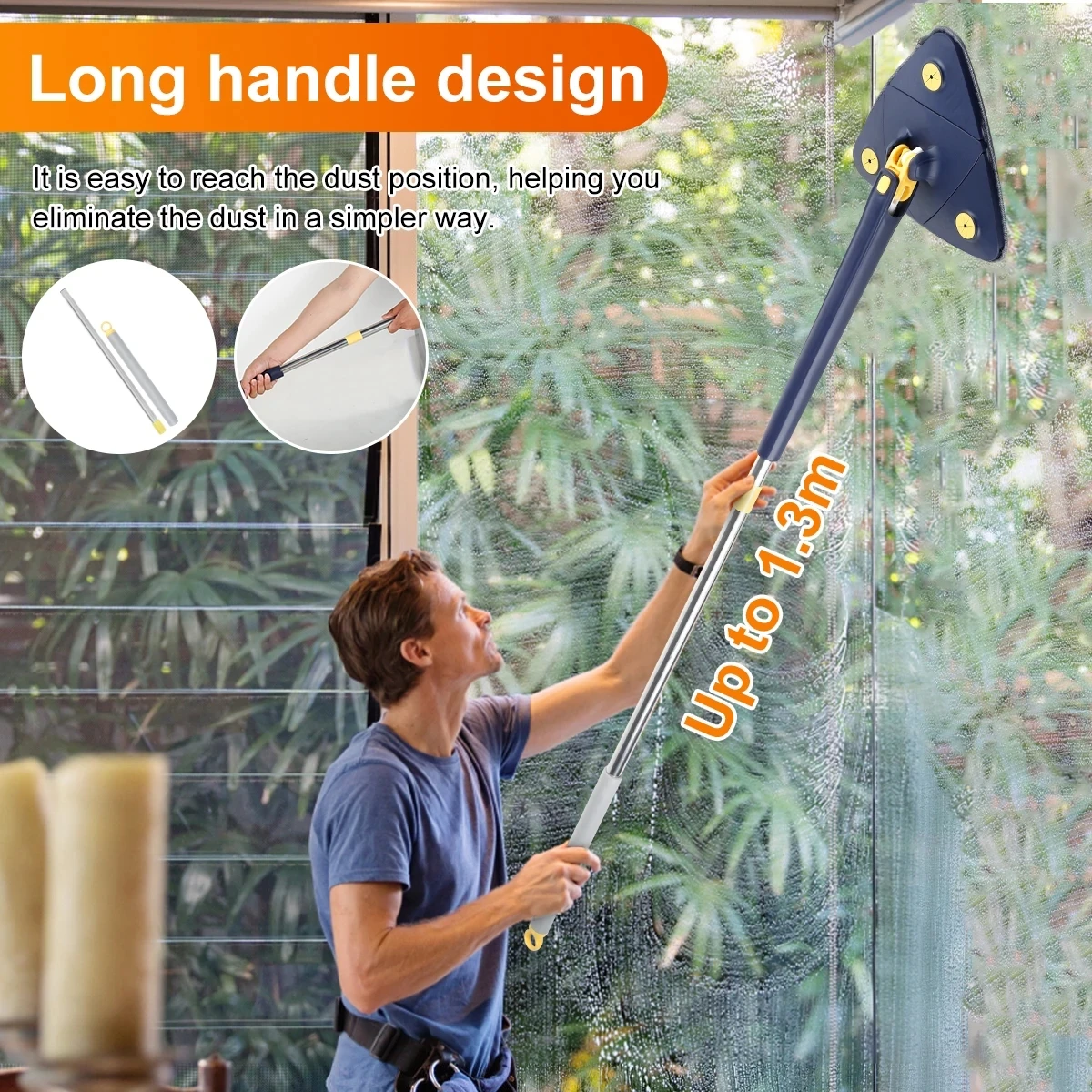 Telescopic Triangle Mop 360&deg; Rotatable Spin Cleaning Mop Adjustable Squeeze Wet and Dry Use Water Absorption Home Floor Tools telescopic mop
