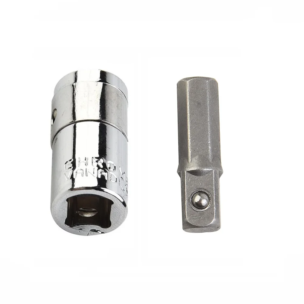 Socket Adapter Converter Impact Drill Socket 1/4 Hex Shank To Square Driver Tool 25mm Quick Change Hand Tool Accessories 2pcs