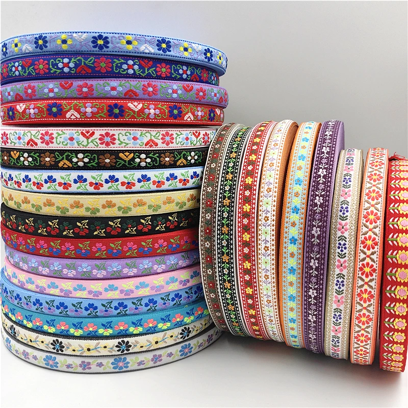 200 Stile Flora Design (Teil) 5 Yards 1/2“ 9MM ~ 12MM bestickte Jacquardbänder Dekoration für Haustierhalsbänder Kleidung Nähen – Detail 7