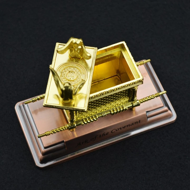 Description Picture 6 of item1PC Israel Judaism Alloy The Ark of the Covenant Replica Statue Gold Plated With Ark Contents Aaron Rod