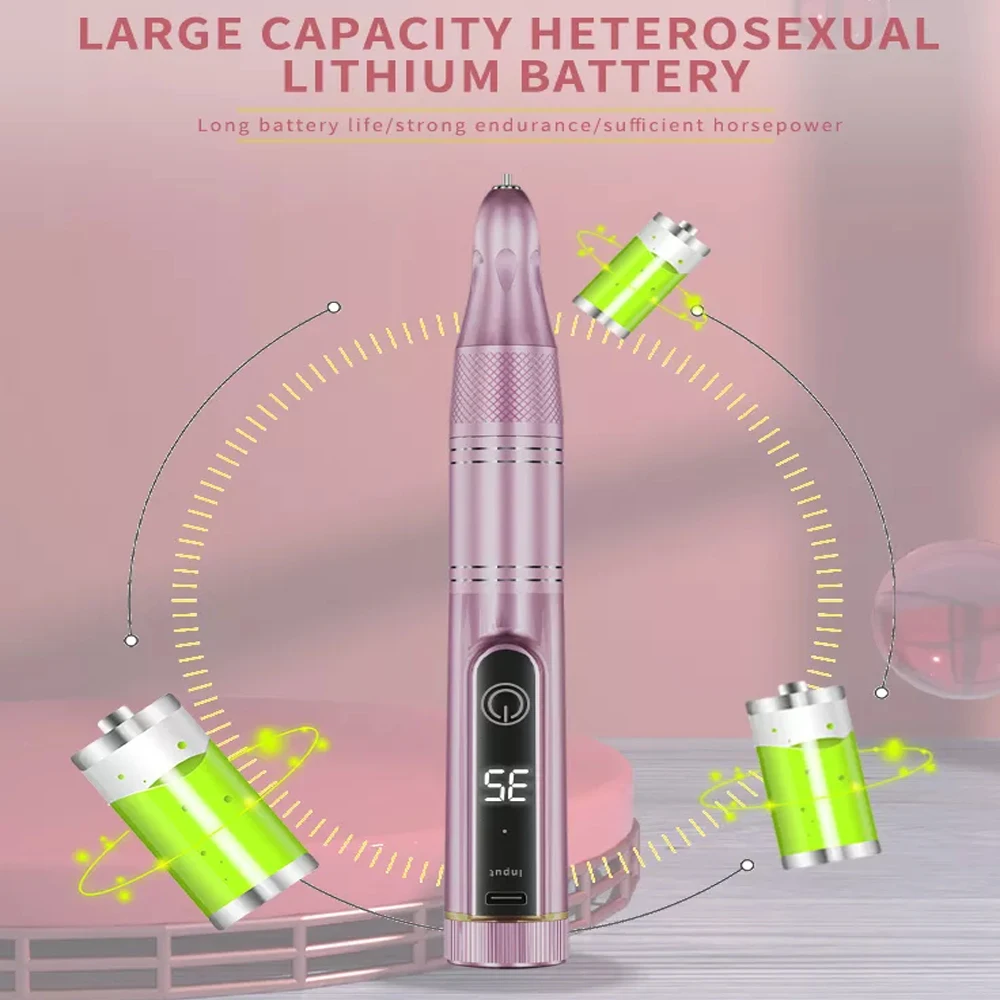 Cordless Electric Nail Drill Machine with LED Display Forward Reverse Direction E File Nail Drill for Acrylic Nails Manicure Set 4