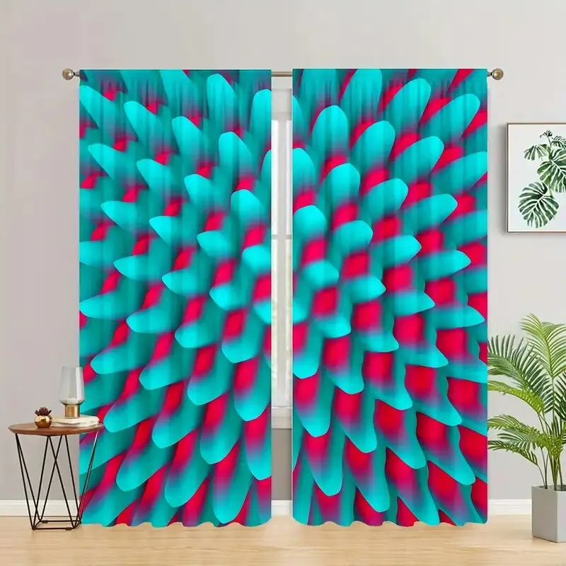 2pcs-3D colorful pattern printed curtains, window decoration, home decoration, room decoration
