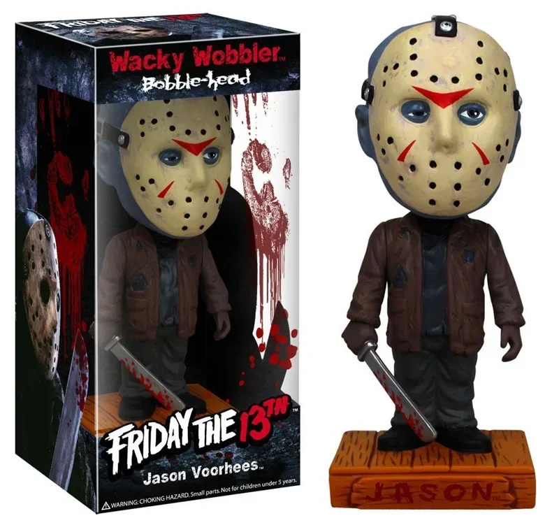 

[Funny] 18cm Original box Friday the 13th Jason Wacky Wobbler Bobble Head PVC Action Figure Collection Toy Doll model kids gift