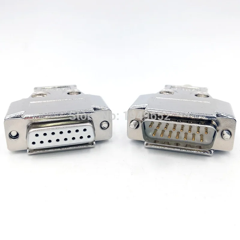 

10pcs DB15 VGA data connector matel case Parallel Port 2Row 15pin male&female MD232