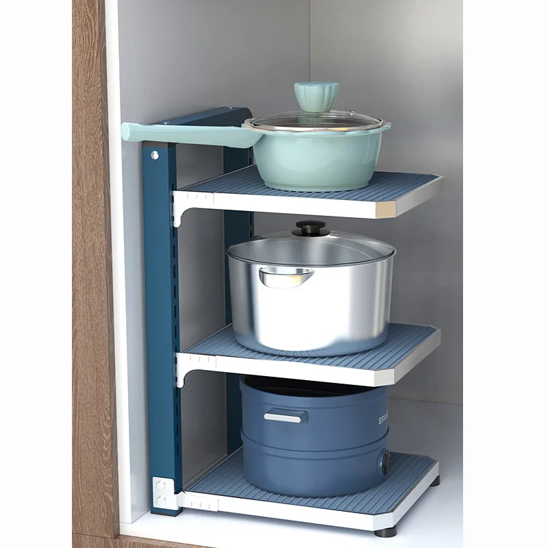 Adjustable Pan Organizer Cabinet Frying Pan Holder Under Sink Organizer  Corner Cookware Stand Storage Rack Kitchen Accessories