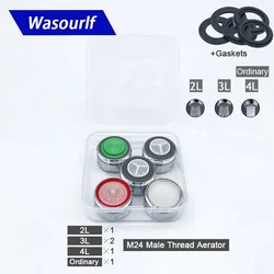 Wasourlf M24 Male Thread Water Saving Aerator Package 4L 6L for Faucet Tap Bubble Brass Shell Chrome Copper Kitchen Accessories