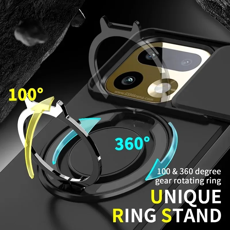 PC+TPU Magnetic Bracket Phone Case with Sliding Lens Armor Protection
