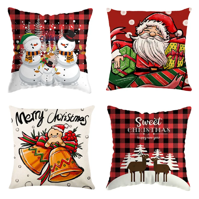 

4pcs/set Merry Christmas Cushion Cover Pillowcase Christmas Decorations for Home Ornament Happy New Year Christmas Decor