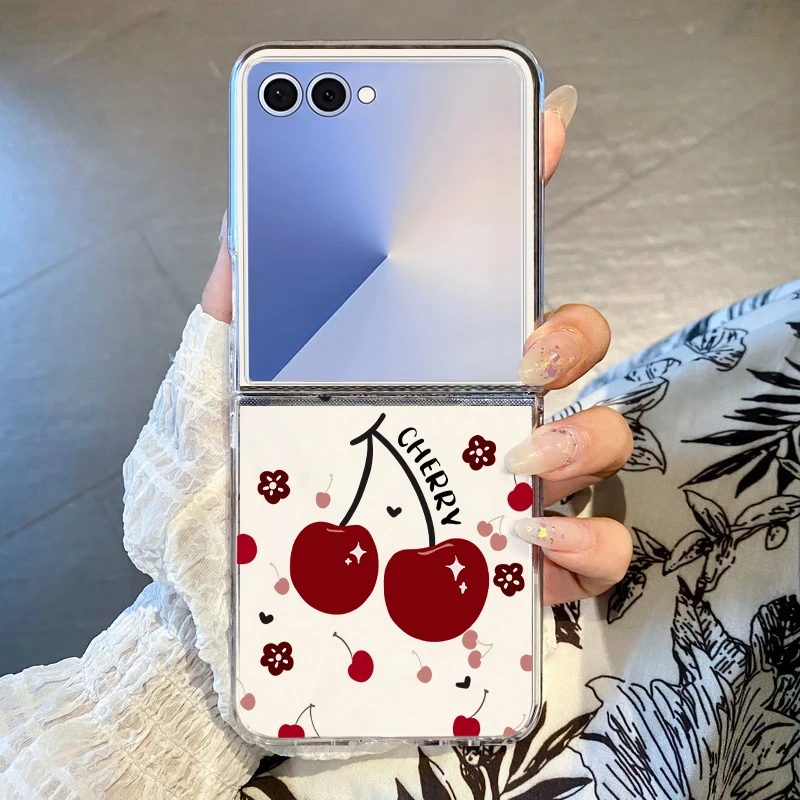 Chic Cherry Shockproof Transparent Folding Phone Case