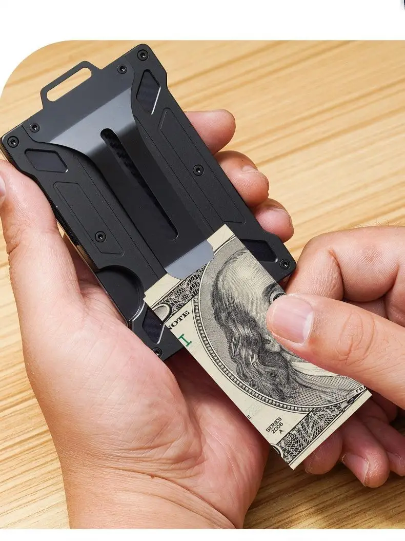 Sleek Aluminum RFID Wallet for Men - Minimalist Design with Metal Money Clip, 15-Card Capacity & Clear ID Window