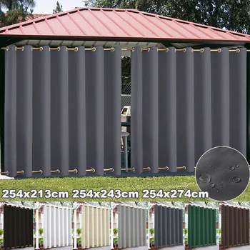 초대형 암막 방풍 야외 커튼 아일렛, 상단 및 하단 그로밋 파티오, 방수 정원 열 커튼 드레이프