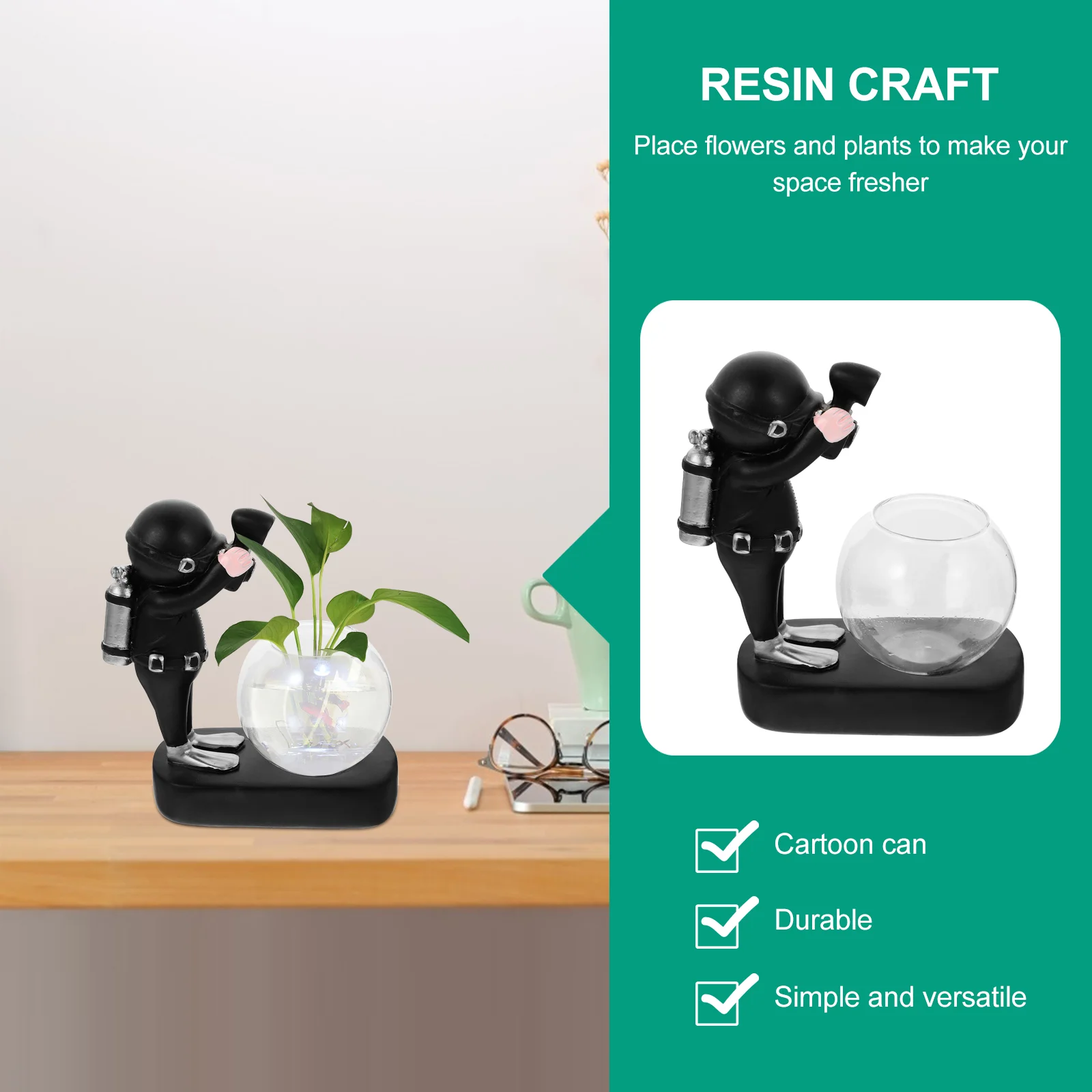 Flower Pot Astronaut Hydroponic Bottle Home Decoration Small Fish Tank Statue Vase Adornment 5