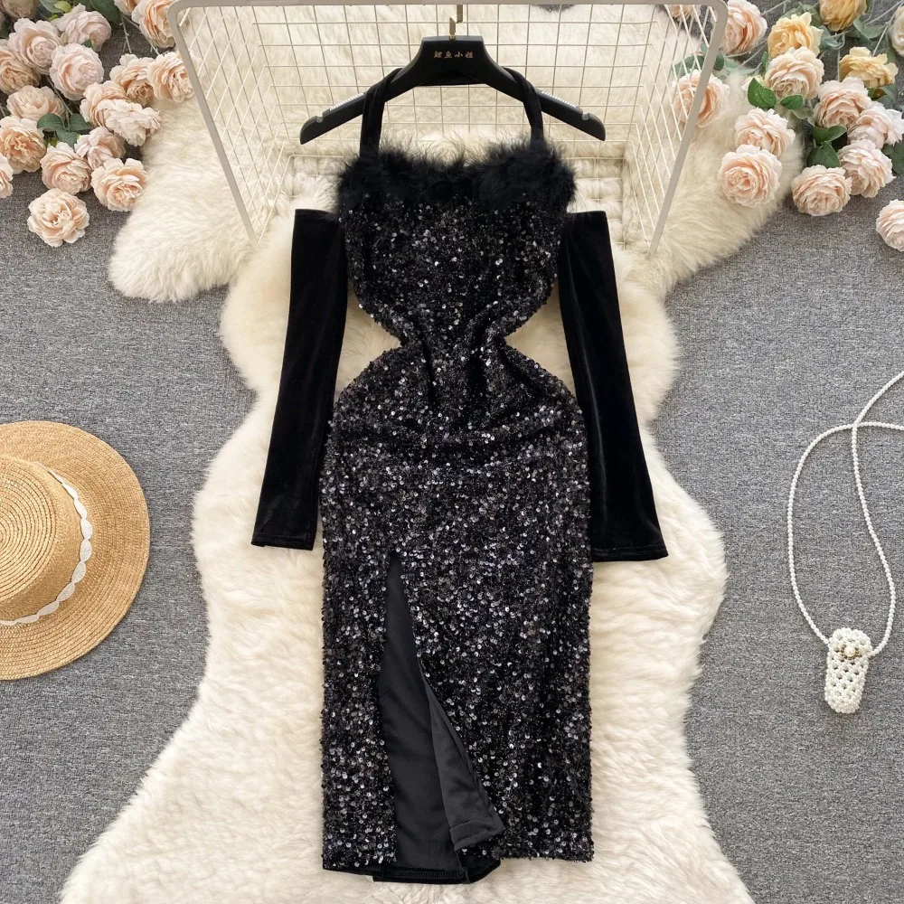 DAZY Sequin & Tassel Patchwork Long Women's Robe | ChicGrl