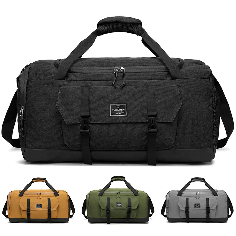 55L Men Women Gym Bag With Shoe Compartment and Fixing Strap Fitness Tote Travel Duffel Bags For