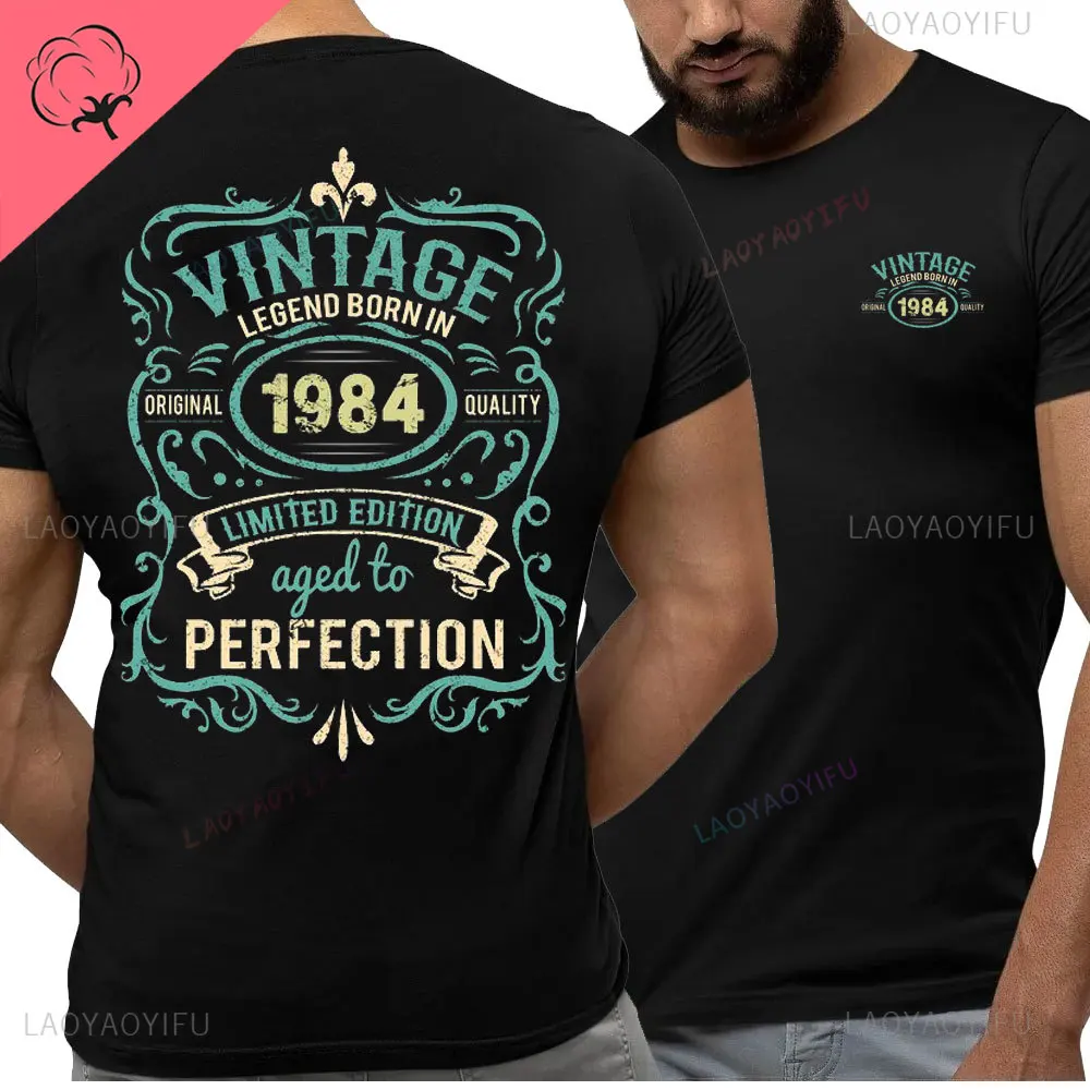 Camisa de algodón de 40 cumpleaños para hombres, camisetas con estampado de  leyendas nacidas en 1984, Vintage de 40 años, pecho izquierdo, espalda
