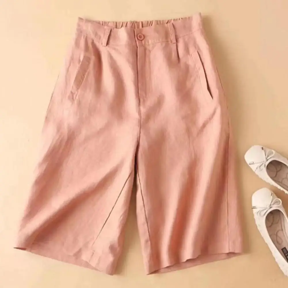 

Women Shorts Anti-pilling Short Pants Quick Drying Dressing Up Trendy Straight Wide Leg Suit Short Pants