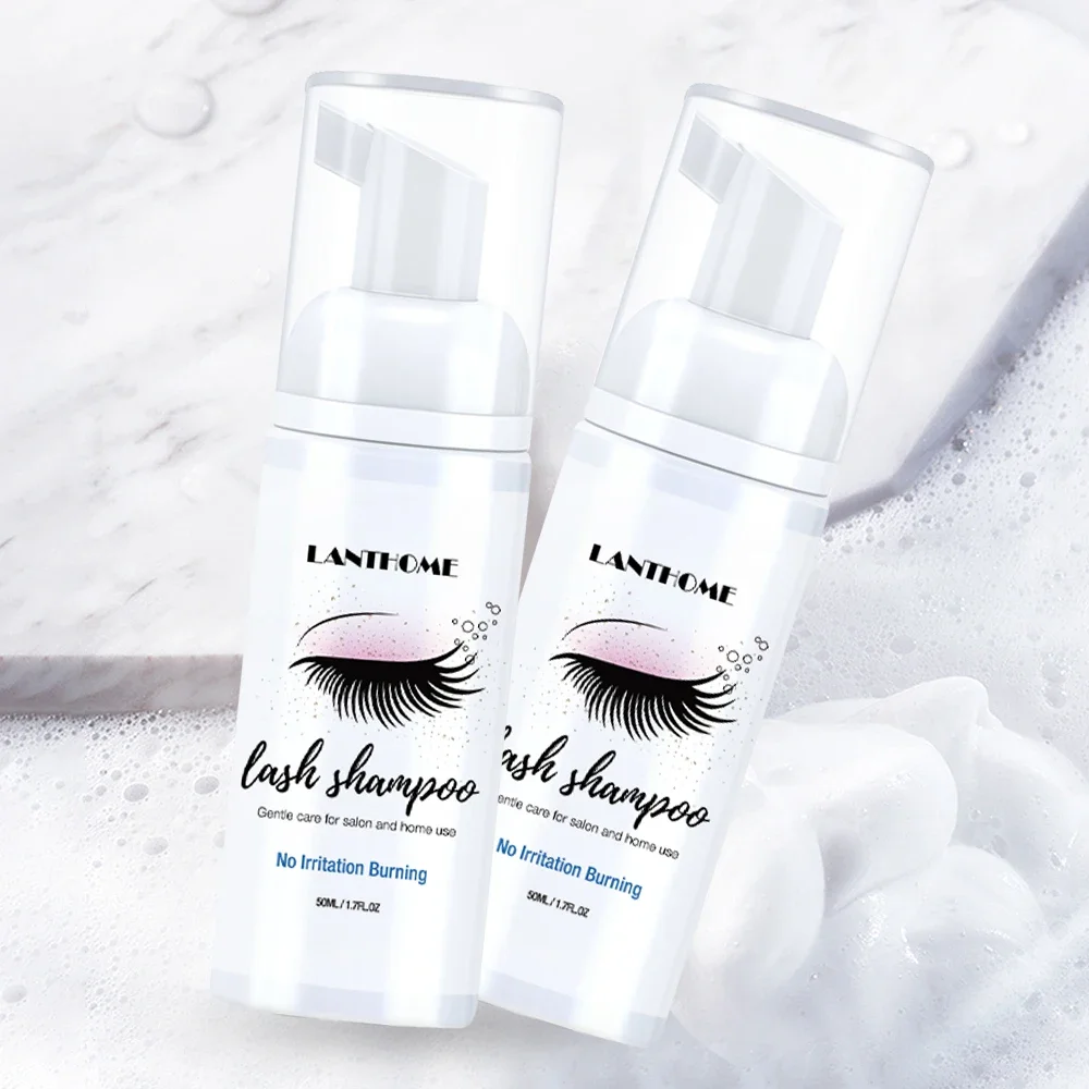 50ml Lanthome Eyelash Extension Shampoo Foam Eyelid Deep Clean Cleanser For Makeup Tools Mascara Remover Glue Salon Home Use 5