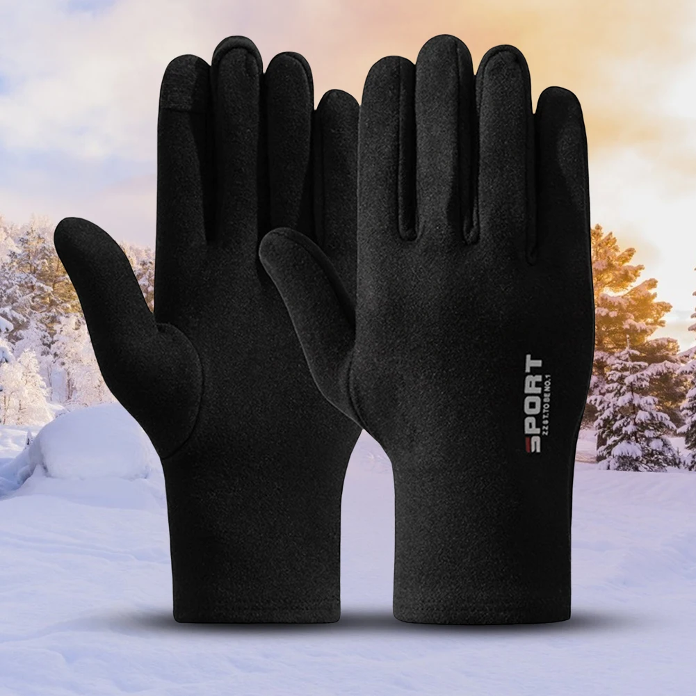 1-10PCS Winter Motorcyclist Gloves Touch Screen Bicycle Thermal Gloves Windproof Full Finger Gloves for Running Cycling Driving 3