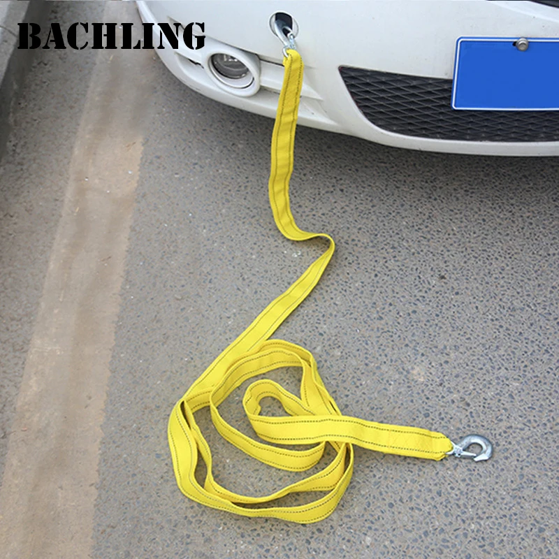 Car Tow Cable 4M5Ton Towing Pull Rope Strap With Hooks Portable Self-driving Tourism Heavy Rescue Double layer thickening