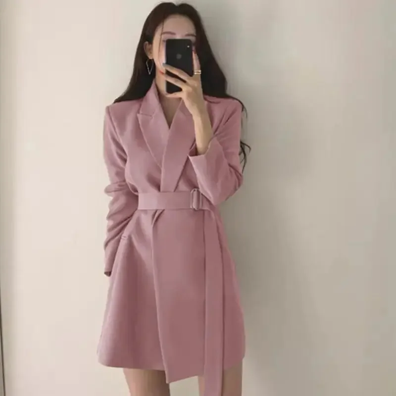 

Women's Blazers Pink Jacket Dress Slim Trench Coat Long Overcoat Over Deals Female Coats and Jackets Sale Outerwear Hot Clothing