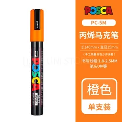 Acrylic Paint Marker Pen Set - Vibrant Color Art Supplies for Painting and Graffiti (PC-5M Orange)
