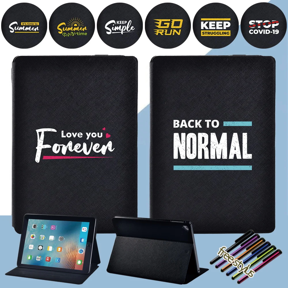 

Tablet Case for Apple iPad 5th 6th/Air 1 2 ipad Pro 9.7 Cases Phrase Pattern Funda PU Leather Folio Stand Cover + Free Stylus