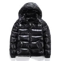 New Glossy Down Jackets Men Jackets Short Winter Hooded Women Thickened Warm-Keeping Cold-Proof Long Sleeve Cardigan Jacket 1