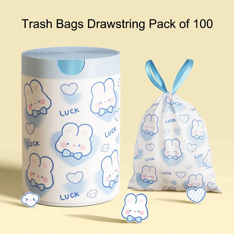Trash Bags Disposable Trash Bags 100 Pack Small Garbage Bags Cartoon Rabbit Pattern Bathroom Trash