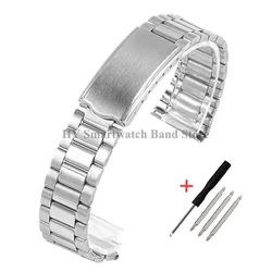 Stainless Steel Universal Sport Watch Bracelet with Folding Buckle - Silver Gold - 18mm (Silver)