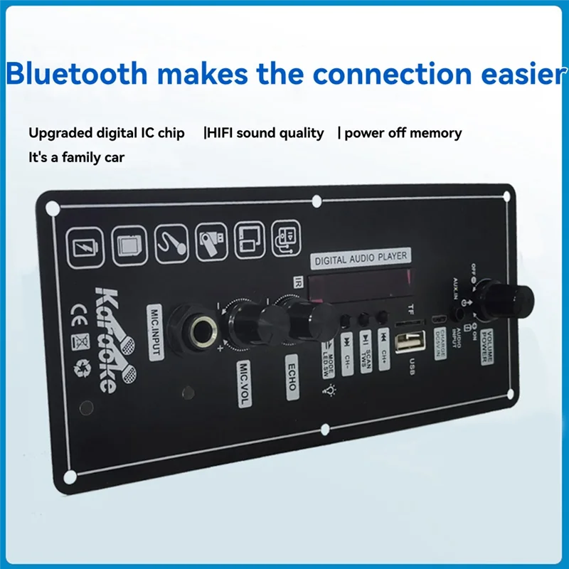 ABJA-Bluetooth Audio 15W Amplifier Board With FM BT Audio Portable Speaker 5V Karaoke Power Amplifier Board MP3 Amplifier - 2