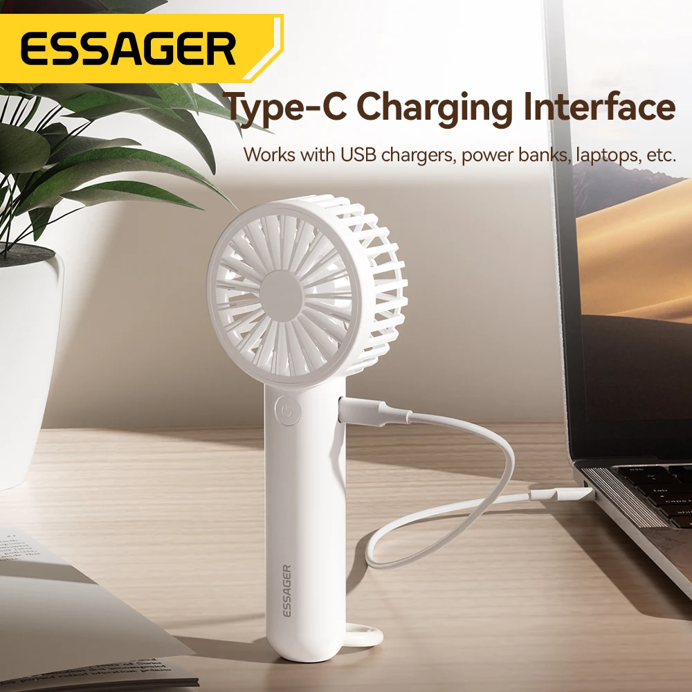1200mAh USB Handheld Mini Fan handheld fan Portable Multifunction 3 Speed Type C Rechargeable Fans With Carabiner For Outdoor Travel