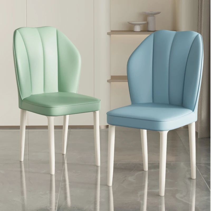 INS Cream dining chair Modern Restaurant Soft bag Design Leather chair Coffee leisure hotel makeup backrest stool Home furniture
