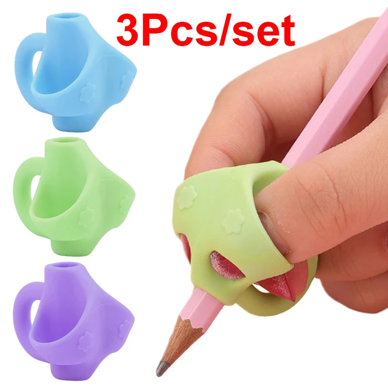 

1/3Pcs Three-Finger Children Pencil Pen Holder Silicone Student Posture Correct Learning Writing Trainer Tool Correct Device
