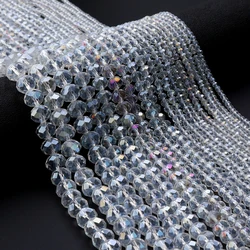Sparkling Crystal Faceted Rondelle Beads for DIY Crafts and Handmade Accessories (White 2)