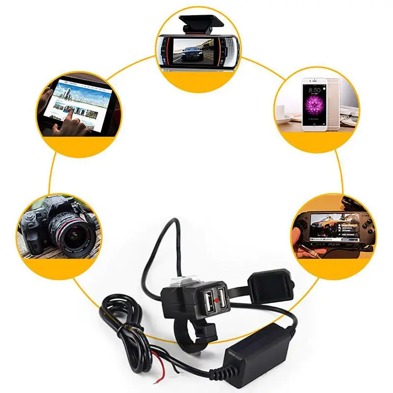 오토바이 듀얼 USB 휴대폰 충전기, 방수 USB 어댑터, 에너지 절약 오토바이, 휴대폰 태블릿용 고속 충전