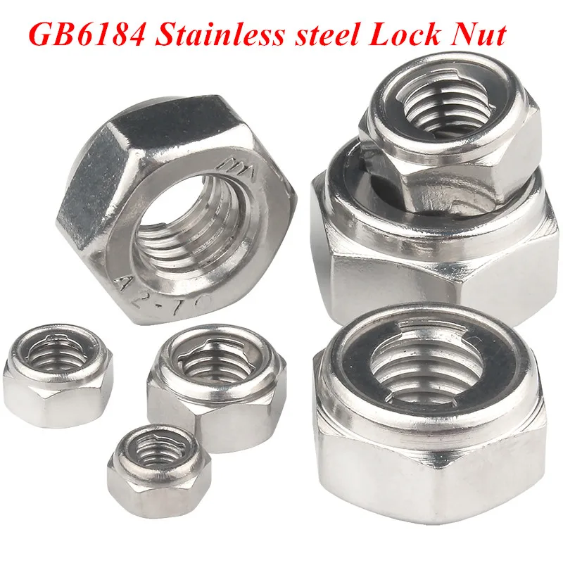 

M4 M5 M6 M8 M10 M12 GB6184 304 Stainless Steel Hex Lock Jam Stop Nuts fastener hardware A2 nuts
