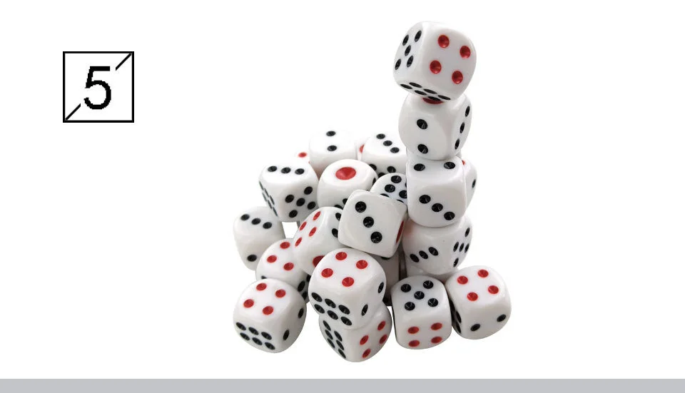 Yernea 30PcsLot White Dice Set Acrylic Point Drinking Dice 16mm Round Corner Hexahedron Dice Black Red Point Club Party Table Games (6)