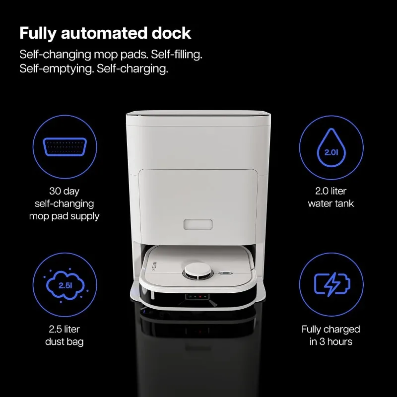 NOESIS Florio 2in1 Robot Vacuum and Mop Combo, Robot Vacuum, Self-Emptying Vacuum Cleaner, Auto-Changing Mopping Pads