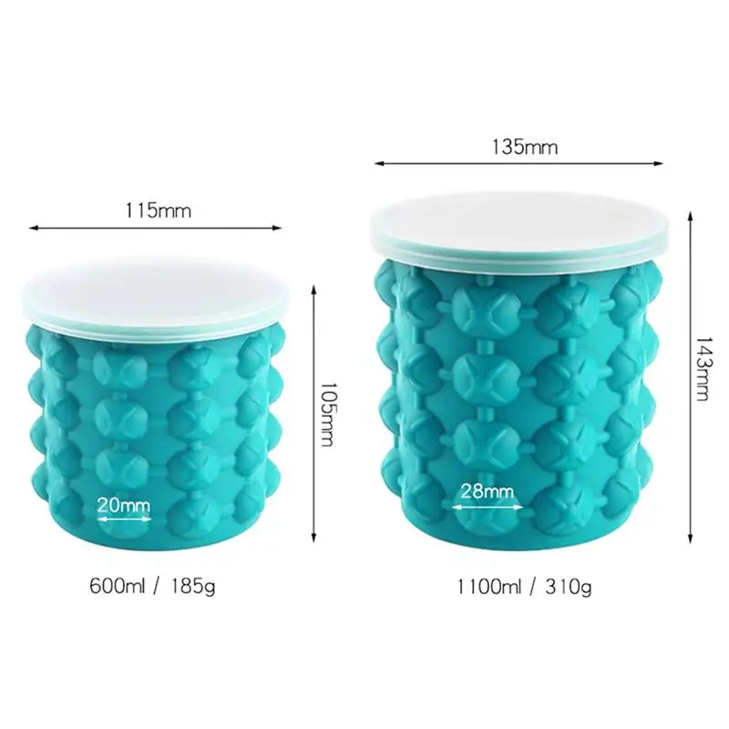 Silicone Ice Cube Maker Ice Cube Mold Tray Portable Bucket Wine Cooler Beer Cabinet Kitchen Tools Drinking Whiskey Freeze