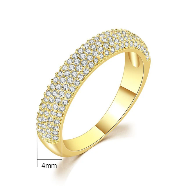 Handmade Eternity Promise Gold Crystal Ring AAA CZ Zirconia Engagement Wedding Band Rings for Women Men Finger Party Jewelry 28