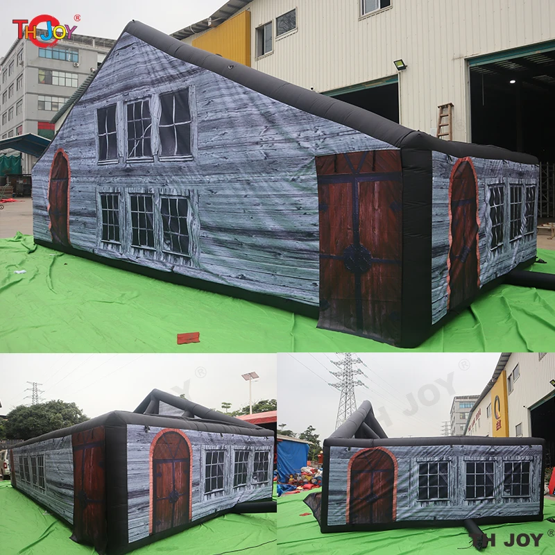 Fast Shipping 10x5m Full Printing Inflatable Haunted House Maze Tag With Roof for Halloween 3