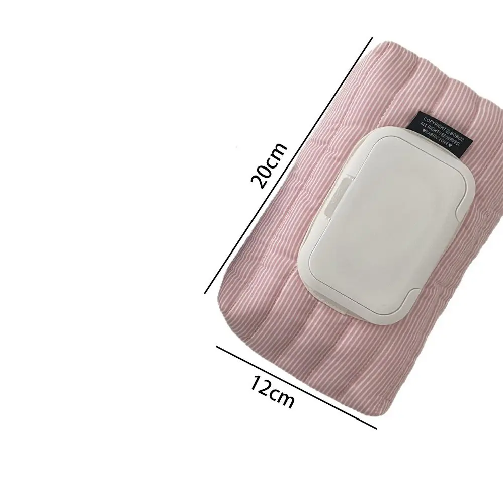 High Quality Striped Quilted Wet Wipe Pouch Portable Multipurpose Tissue Bag Pull Out Wet Tissue Case Living Room Organizer