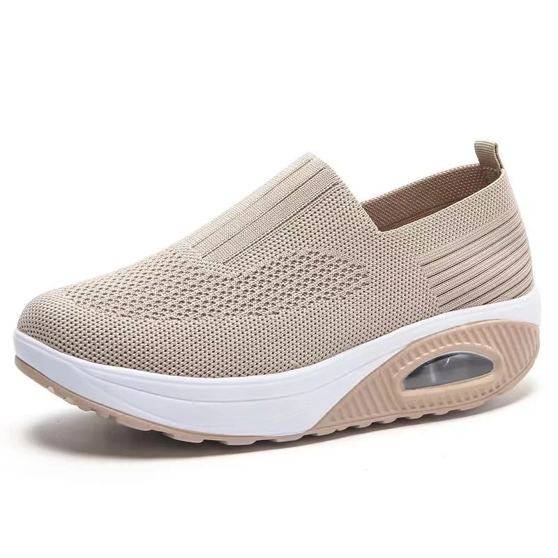 Women Fashion Vulcanized Sneakers Platform Solid Color Flat Ladies Shoes Casual Breathable Wedges Ladies Walking Sneakers - 6