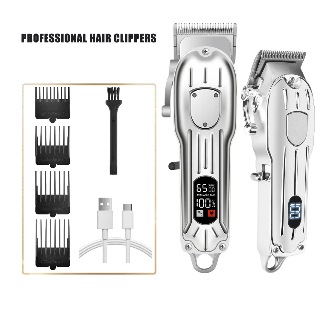 

WAIKIL New All Metal Men's Barber Professional USB Charging Digital Display Electric Pushing Cordless Electric Trimming Machine