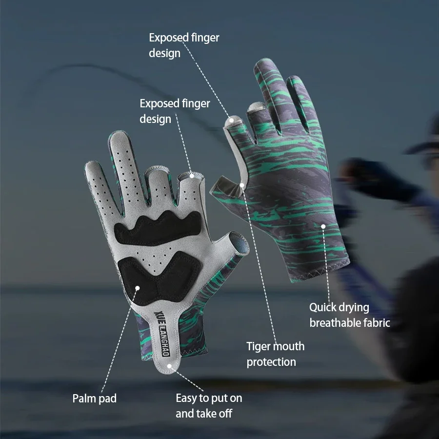 Three-Finger Breathable Fishing Gloves Sunscreen Anti-Slip Cutting Gloves Thin Coating Gloves for Outdoor Acti