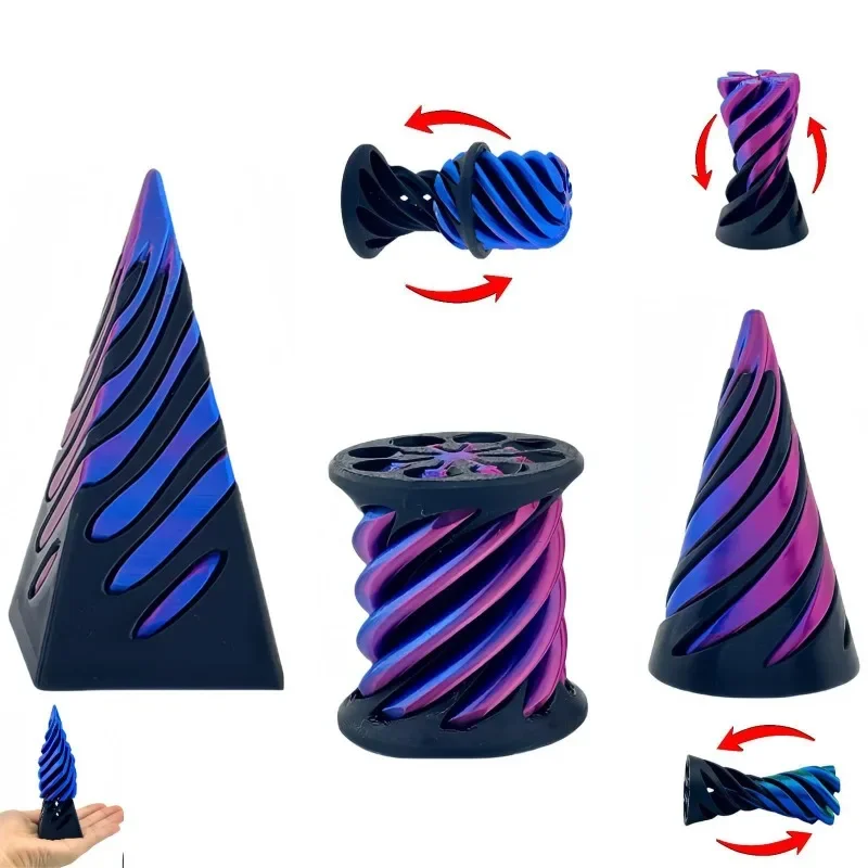 Kids 3D Imprimé cône en spirale jouet agité impossible la pyramide Pyramide Sculpture Antistress soulageant le jeu Adultes Toys