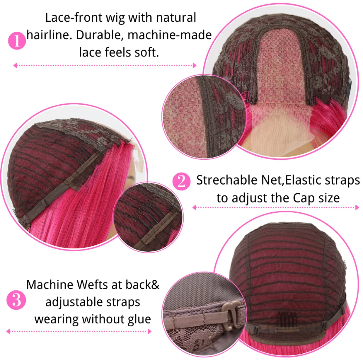 Synthetic Wig Long Straight Hair Free Part Natural Hairline Heat Resistant