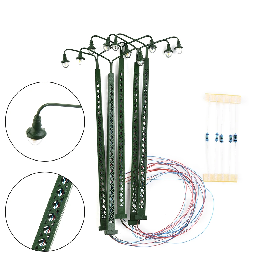 Model Railroad Lamp 5Pcs Lattice Mast LED Light Layout H0 Gauge