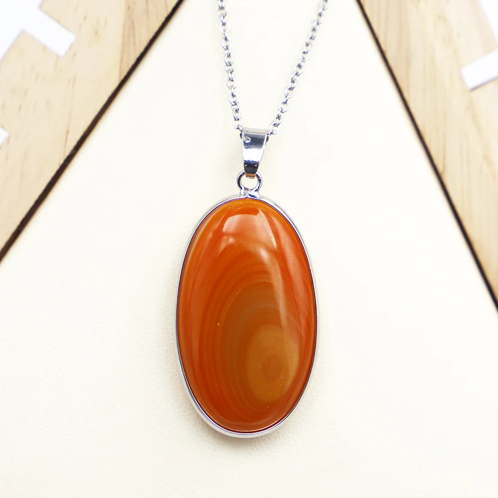 New Natural Mixed Color Agates Necklace Onyx Oval Pendants Stone Reiki Charms Jewelry Making Earrings Accessories Wholesale 6Pcs