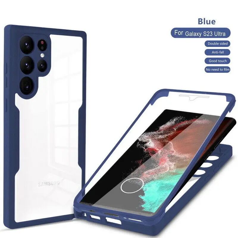 Funda de cuerpo completo para Samsung, carcasa protectora frontal y trasera de lujo, transparente, 360, para S24 S23 S22 Ultra S21 FE Plus A53 A52 A32 A34 A13 A23 A54 5G